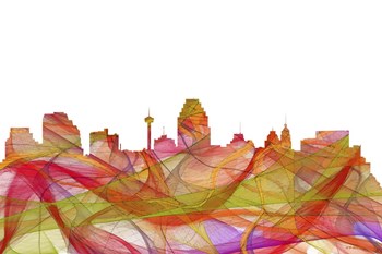San Antonio Texas Skyline - Summer Swirl by Marlene Watson art print