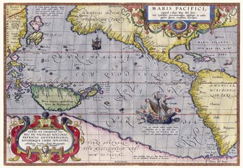 Italian Map Of The Pacific Ocean1589 by Vintage Lavoie art print