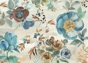 Turquoise Floral by Marietta Cohen art print