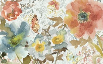 Peonies And Butterfly by Marietta Cohen art print