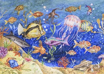 Underwater Menagerie by Charlsie Kelly art print