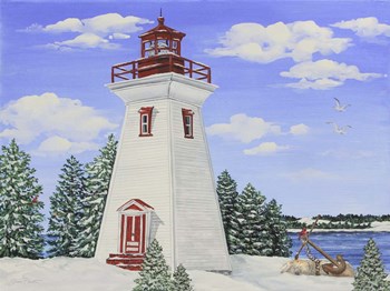 Winter Lighthouse A by Jean Plout art print