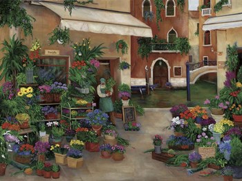 Venetian Canal Flower Shops by Betty Lou art print