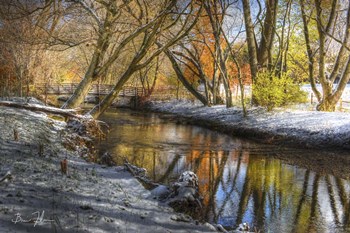 Bridge In The Snow by 5fishcreative art print