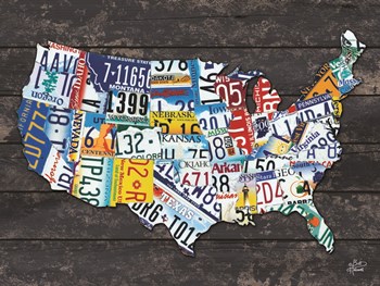 USA License Plate Map C by Britt Hallowell art print