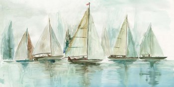 Blue Sailboats I by Allison Pearce art print