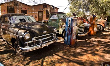 Old Cars Trucks Route 66 Arizona by Tom Brossart art print