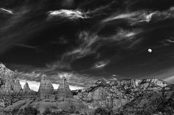 Moon Over The Red Rocks Sedona Arizona 2 by Tom Brossart art print