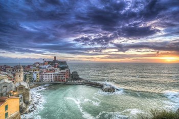 Sunset over Vernazza Fishing Village Italy by Nick Jackson art print