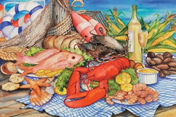 Seafood Platter by Kathleen Parr McKenna art print