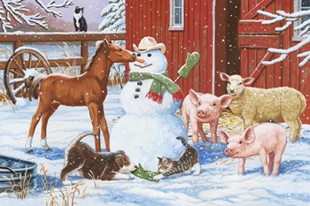 Winter Barnyard Scene by William Vanderdasson art print