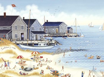 Feeding Seagulls by Kathy Jakobsen art print